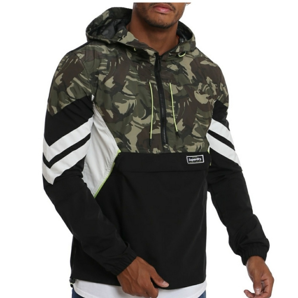 Superdry Jared Half Zip Overhead Colorblock Camo Anorak Jacket Medium